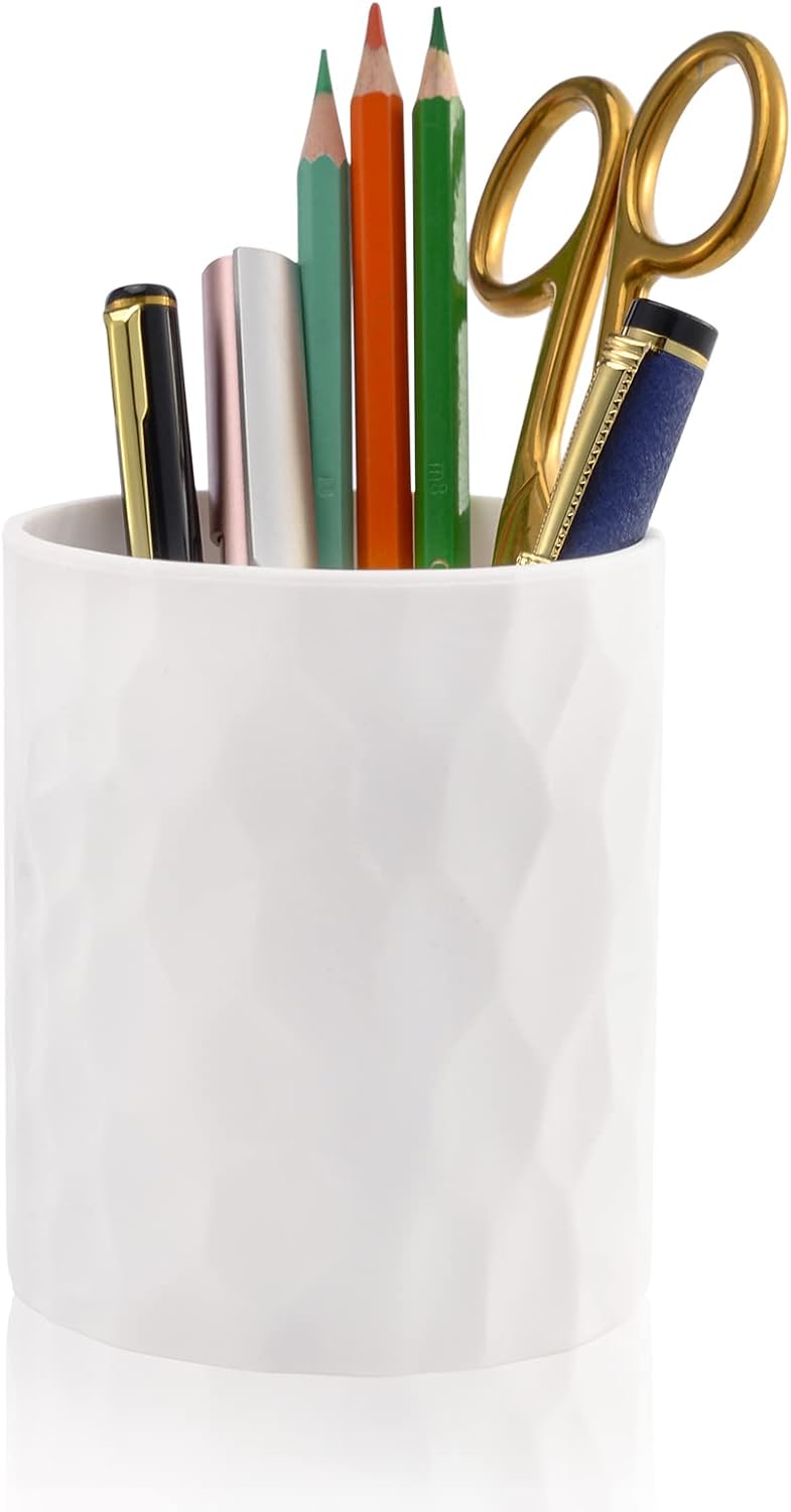 minimaliving Pen Holder,Nordic Style Silicone Waterproof Pencil Holder for Desk Simple&Modern Minimalist Makeup Organizer Multifunctional Office Supplies for Home,Kids and School (White) - Image 1